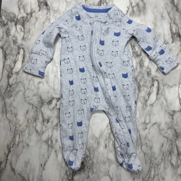 Baby Gap Preemie One Piece Footed Up To 7 Lbs Blue Bear Zip Up - Picture 1 of 3